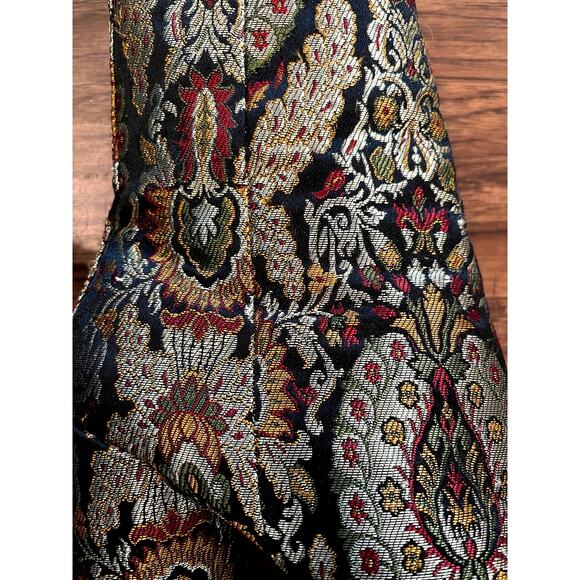 Topshop 7.5 Harry Jacquard Ankle Boots Embroidered Brocade Stack Heel Round Toe - Picture 7 of 9